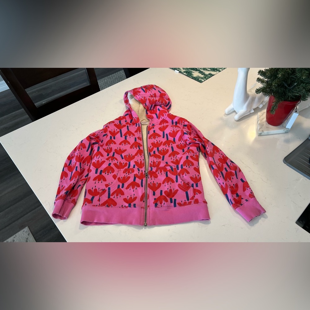 Hanna Andersson Print Faux Shearling Lined Hoodie size 8